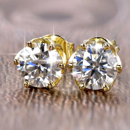 Anziw 0.5ct 1ct D VVS1 GRA Certified Lab Diamond Round Moissanite Stud Earring for Women Gold Filled Wedding Party Jewelry Gifts