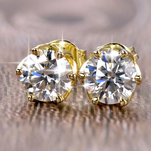 Anziw 0.5ct 1ct D VVS1 GRA Certified Lab Diamond Round Moissanite Stud Earring for Women Gold Filled Wedding Party Jewelry Gifts