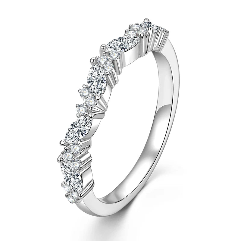 Anziw Stackable Half Eternity Band 2x4mm Cubic Zirconia Simulated Diamond Ring 14K Gold Filled Wedding Jewelry for Women Gift