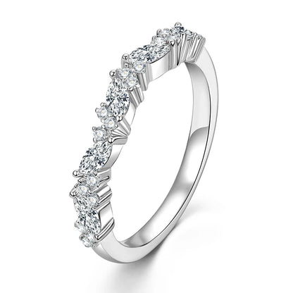 Anziw Stackable Half Eternity Band 2x4mm Cubic Zirconia Simulated Diamond Ring 14K Gold Filled Wedding Jewelry for Women Gift
