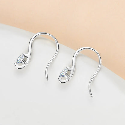 Anziw 2024 4mm Round Moissanite Drop Hook Earrings 100% 925 Silver for Women Original Fine Jewelry Lab Diamond with Certificate