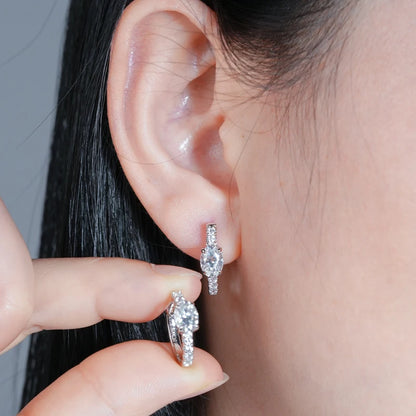 4.0cttw Oval Cut D Moissanite Jewelry Set Real 925 Silver Pendant Necklace and Luxury Hoop Earrings Sets for Women Trendy Gift