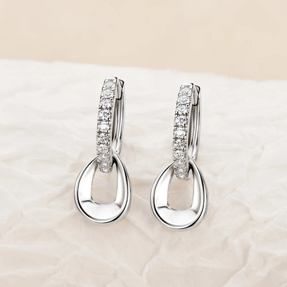 Anziw D Moissanite Hoops Earrings Silver 925 1.3mm Round Cut Certified Jewelry for Women Detachable Dangle Earring Gifts for her