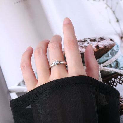 Anziw Rose Gold Color 0.5ct Heart Shaped Moissanite Solitaire Engagement Ring Silver 925 for Women Promise Wedding Bands Jewelry