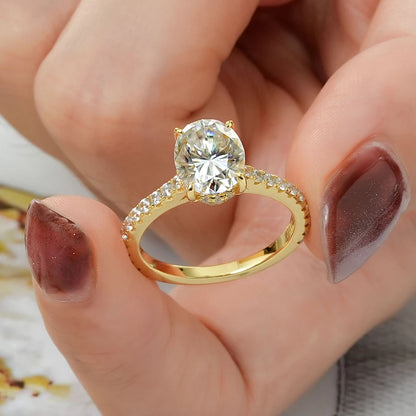 3CT Oval Cut Moissanite Ring for Women 925 Sterling Sliver Vintage Engagement Wedding Promise Band Finger Jewelry Certified Ring