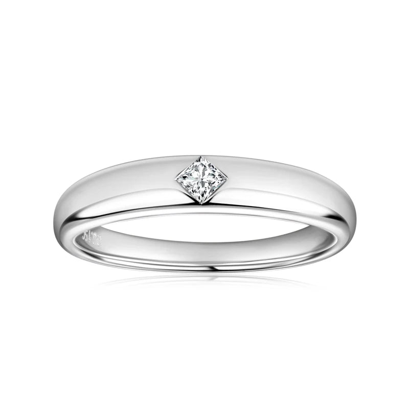 ANZIW 18k Gold Plated Wedding Ring 925 Silver D Color Princess Cut Square Moissanite Promise Bands for Women Certificate GRA
