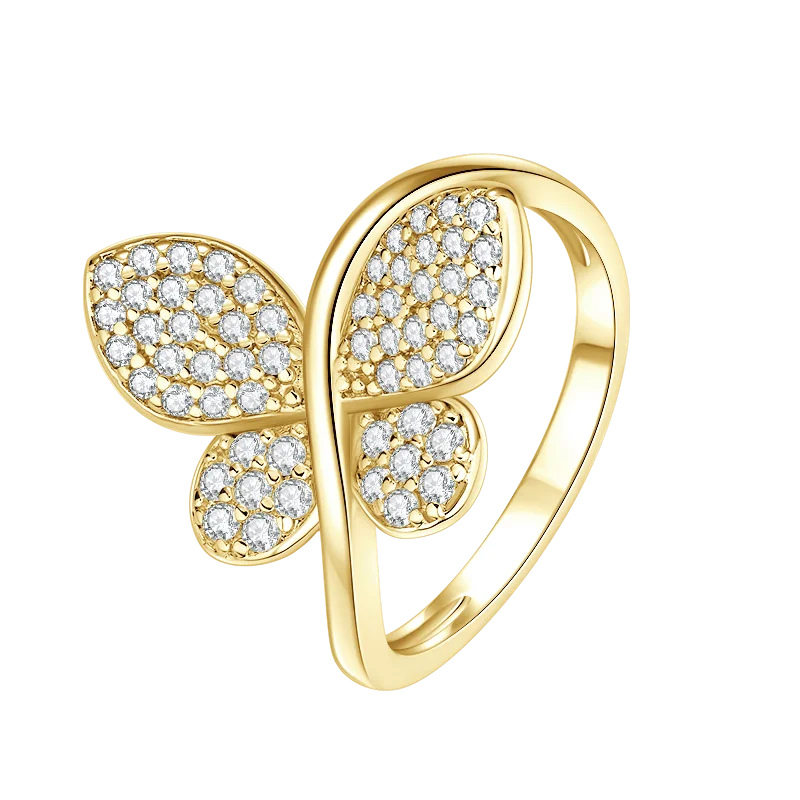 Anziw 2026 New Tendy Cubic Zirconia For Women Butterfly Engagement Ring 14K Gold Filled Ring Birthday Valentine Jewelry Gifts