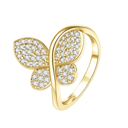 Anziw 2026 New Tendy Cubic Zirconia For Women Butterfly Engagement Ring 14K Gold Filled Ring Birthday Valentine Jewelry Gifts