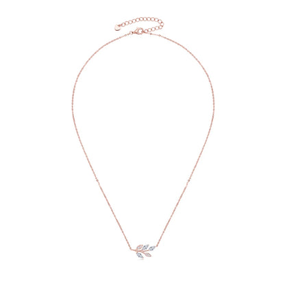 Anziw D0.90CT Marquise Cut Moissanite Leaf Pendant Necklace for Women Adjustable Chain 925 Sterling Silver Lab Diamond 40+5cm