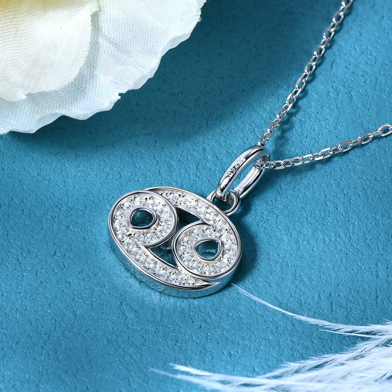 925 Sterling Silver Zodiac Sign 12 Constellation Pendant Micro-Set 1mm Moissanite Necklace Charm For Women Jewelry Birthday Gift