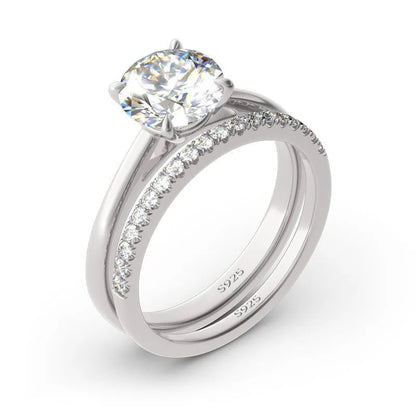 ANZIW 2 Carat All Moissanite Ring Bridal Sets Silver 925 Solitaire Engagement Wedding Rings & Stackable Eternity Bands for Women