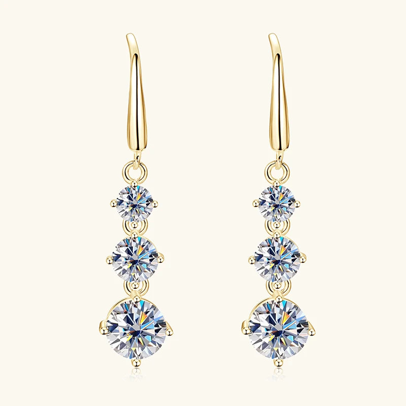 Anziw 3.60CTTW. D VVS1 Moissanite Drop Hook Earrings for Women 925 Silver Sparking Lad Diamond Dangle Earrings Wedding Jewelry
