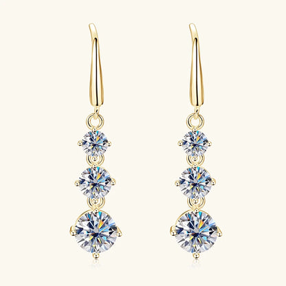 Anziw 3.60CTTW. D VVS1 Moissanite Drop Hook Earrings for Women 925 Silver Sparking Lad Diamond Dangle Earrings Wedding Jewelry