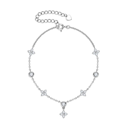 Anziw Silver 925 Four Leaf Clover Bracelet Certified D Color Moissanite Bracelets Gold Plated Charm for Women Lucky Jewelry Gift