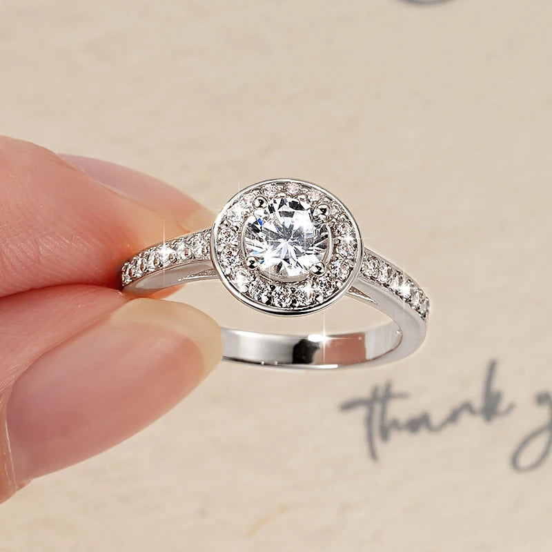 Anziw 0.5ct Classic AAAAA Cubic Zirconia 14k Gold Plated Finger Rings For Women Promise Wedding Ring Fine Jewelry Valentine Gift