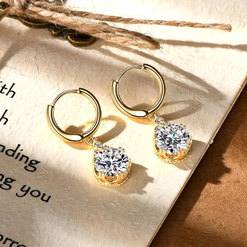 Anziw 2CT 1CT D Color Moissanite Dangle Drop Earrings for Women 925 Silver Elegant Wedding Engagement Earrings with Certificate
