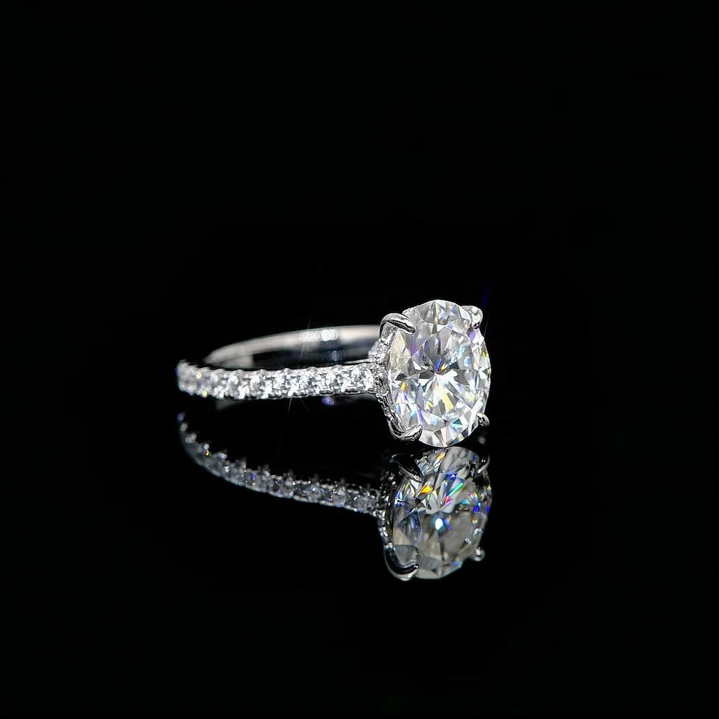 3CT Oval Cut Moissanite Ring for Women 925 Sterling Sliver Vintage Engagement Wedding Promise Band Finger Jewelry Certified Ring