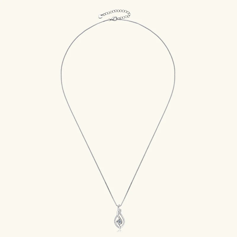 Anziw 925 Sterling Silver 4mm Round Moissanite Twist Pendant Necklace Gold Plated Sparking Diamond Party Jewelry for Women Gifts