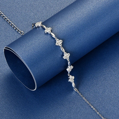 Anizw 2024 New Trendy 925 Silver 18k Gold Plated Flower Bracelet Moissanite 2mm D Color Chain Bracelet for Women Wedding Jewelry