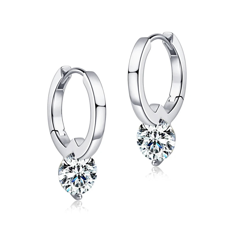Solitaire 1ct D Moissanite Earrings for Women 2023 Diamond Sterling Silver Hoop Earrings 925 Drop Earrings Girls 14k Gold Plated
