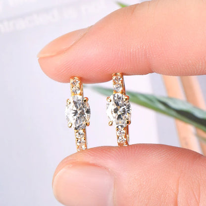 4.0cttw Oval Cut D Moissanite Jewelry Set Real 925 Silver Pendant Necklace and Luxury Hoop Earrings Sets for Women Trendy Gift
