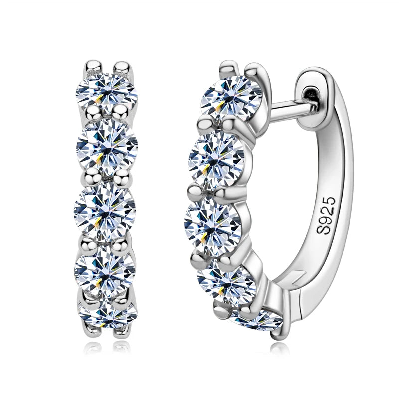 Sparking Small Hoops 4mm 3.5mm Three Stone Moissanite Earrings for Women and Men Real 925 Silver Jewelry Wedding Christmas Gift