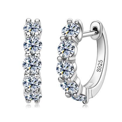 Sparking Small Hoops 4mm 3.5mm Three Stone Moissanite Earrings for Women and Men Real 925 Silver Jewelry Wedding Christmas Gift