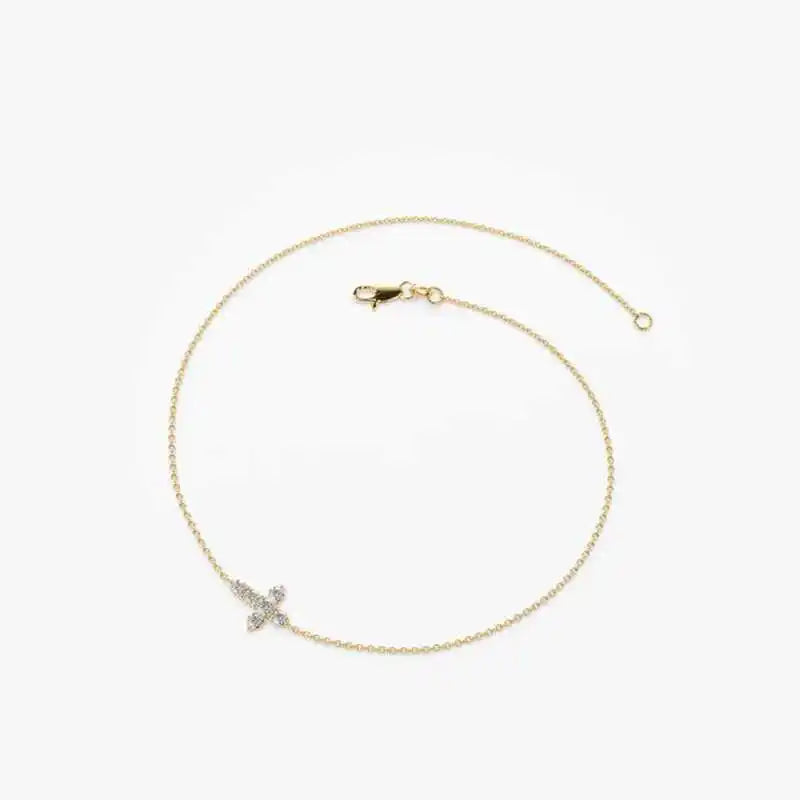 Anziw 925 Sterling Silver Cross Bracelet Certified 2.5mm D Color Moissanite Bracelet for Women Men Jewelry Adjustable Chain Gift