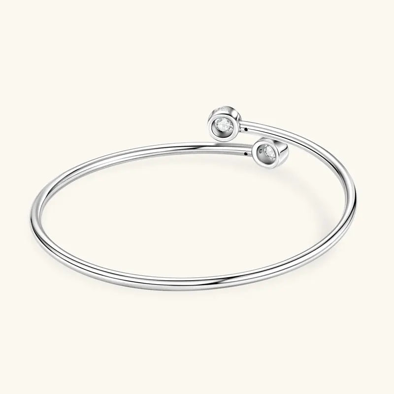 Anziw 0.5CT 5mm D Moissanite Opening Bangle Cuff for Women 925 Sterling Silver Bracelet Cuffs Bezel Lab Diamon 2025 New Jewelry