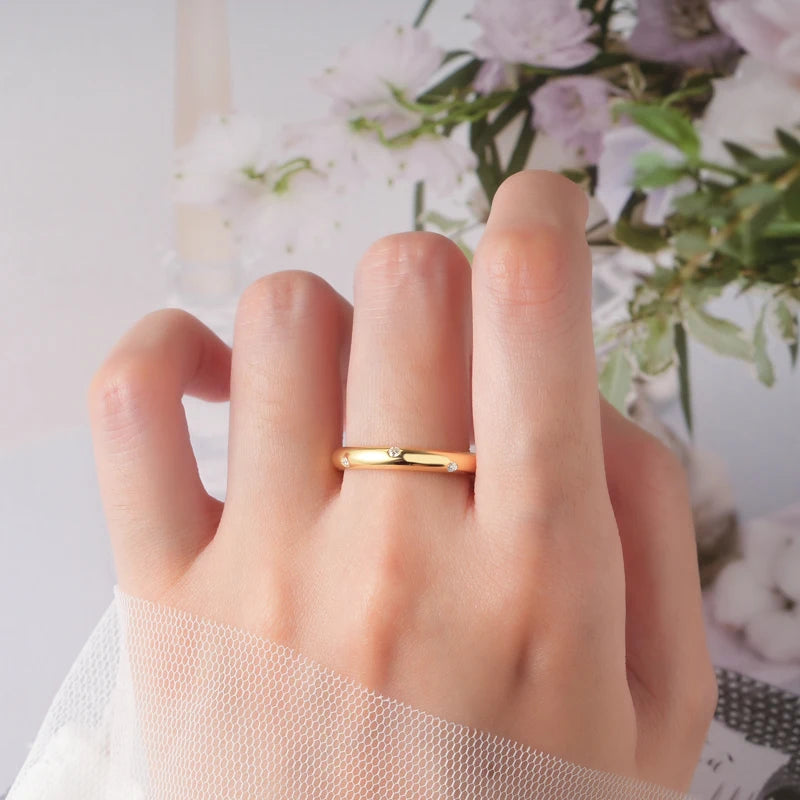 ANZIW 925 Sterling Silver Ring 18k Gold Plated D Color Round Moissanite Ring Promise Bands for Women Daily Jewelry Certificate