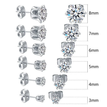 Anziw 3mm-9mm D Round Moissanite Stud Earrings for Women Men Sparking Earrings 925 Silver Hypoallergenic Certified Fine Jewelry