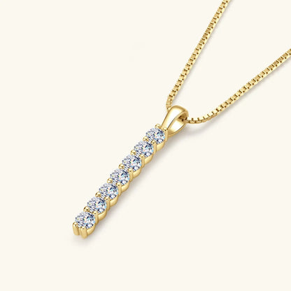 Anziw 2.8mm 0.56ctw. Moissanite Pendant Necklace for Women 925 Silver Adjustable Chain 7-stone Bar Necklaces Trend Jewelry Gifts