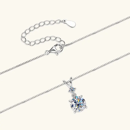 Anziw 1CT 2CT 3CT Moissanite Pendant Necklace for Women 925 Silver Adjustable Chain Sparking Two Stones Necklaces Gift Valentine
