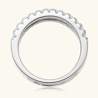 Anziw Luxury Full Moissanite Bands Double Row Wedding Rings Real 925 Sterling Silver Ring Enhancer For Women Jewelry Certificate