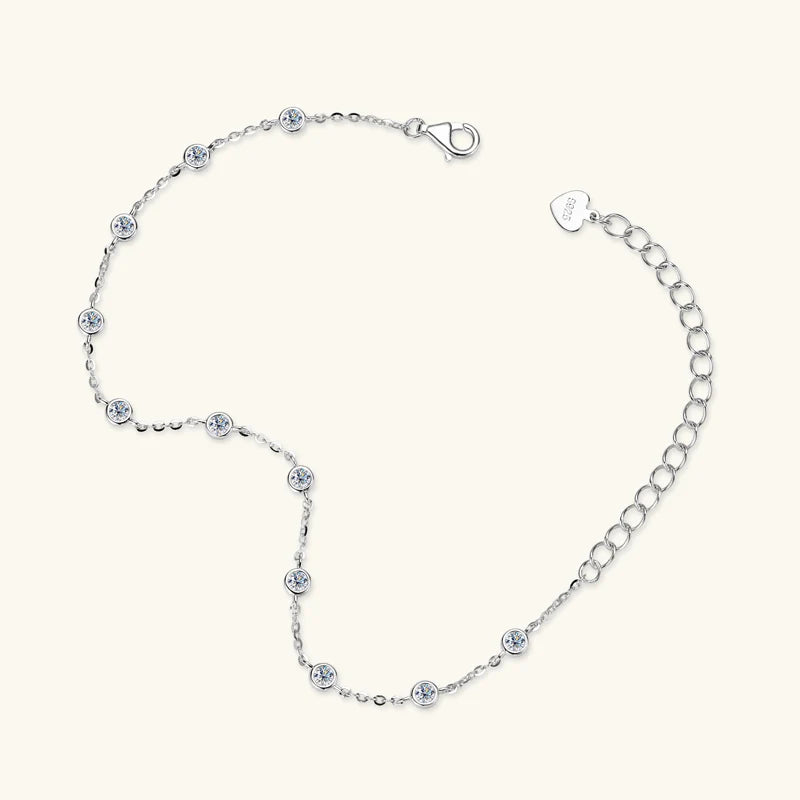 Anziw Fashion 925 Sterling Silver Bubble Bracelet 2.5mm D Color Bezel Moissanite Bracelets for Women Birthday Gift Fine Jewelry