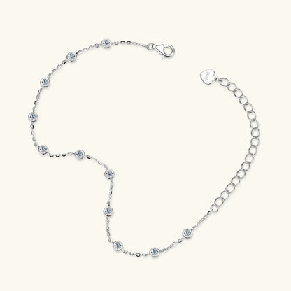 Anziw Fashion 925 Sterling Silver Bubble Bracelet 2.5mm D Color Bezel Moissanite Bracelets for Women Birthday Gift Fine Jewelry