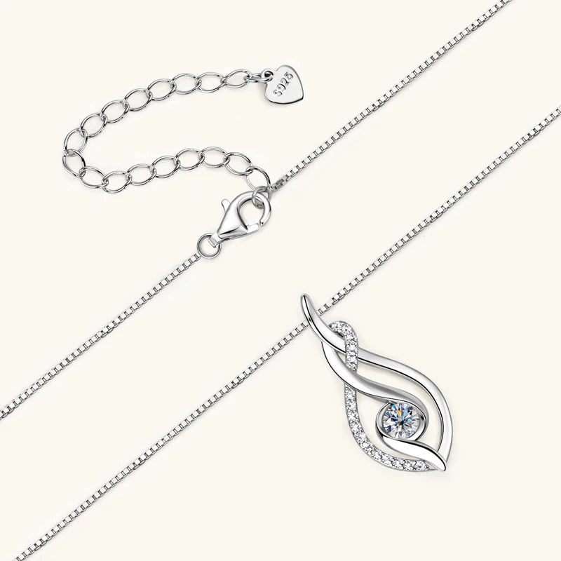 Anziw 925 Sterling Silver 4mm Round Moissanite Twist Pendant Necklace Gold Plated Sparking Diamond Party Jewelry for Women Gifts
