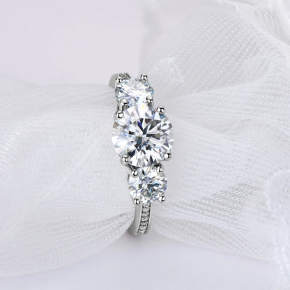 Anziw 3-stone Real 3.6CT Moissanite Wedding Rings for Women 100% S925 Silver Engagement Promise Band Fine Accessories Jewelry