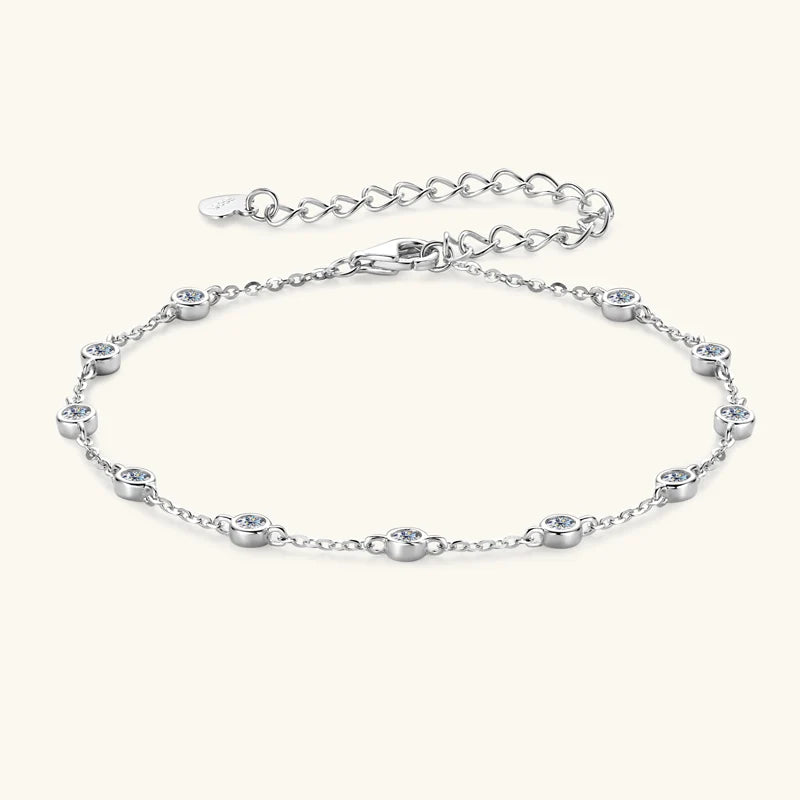 Anziw Fashion 925 Sterling Silver Bubble Bracelet 2.5mm D Color Bezel Moissanite Bracelets for Women Birthday Gift Fine Jewelry