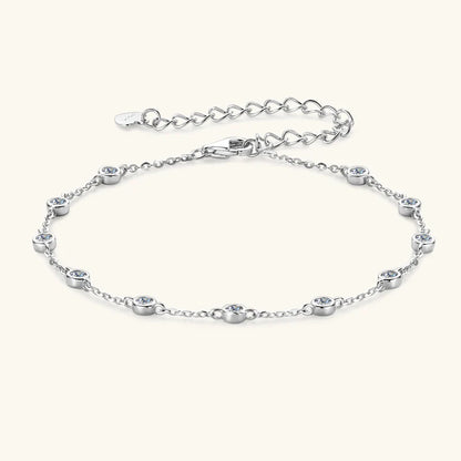 Anziw Fashion 925 Sterling Silver Bubble Bracelet 2.5mm D Color Bezel Moissanite Bracelets for Women Birthday Gift Fine Jewelry