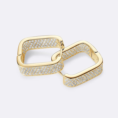 Anziw Original Full Moissanite Earrings Women Square Hoop Earrings Silver 925 Trendy Wedding Party Jewelry with Certificate Gift