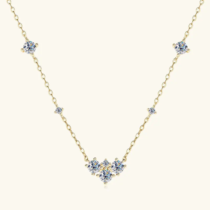2025 New 4mm&2mm D Color Moissanite Pendant Necklace Plated 18K Gold 925 Silver Chain Jewelry Certified for Women Girl Gifts