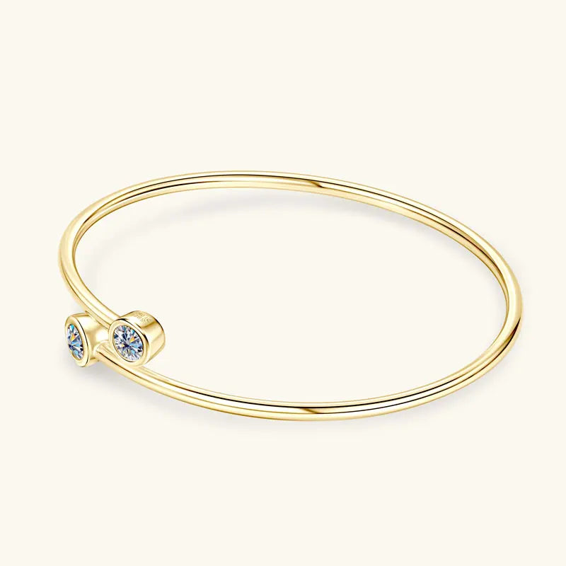 Anziw 0.5CT 5mm D Moissanite Opening Bangle Cuff for Women 925 Sterling Silver Bracelet Cuffs Bezel Lab Diamon 2025 New Jewelry