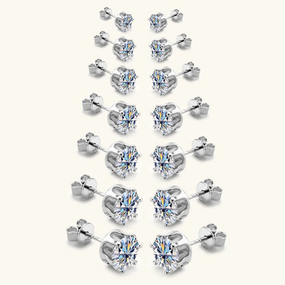 Anziw 3mm-9mm D Round Moissanite Stud Earrings for Women Men Sparking Earrings 925 Silver Hypoallergenic Certified Fine Jewelry