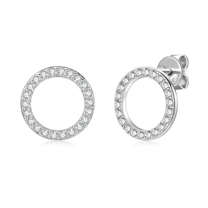 Minimalist 925 Sterling Silver Halo Circle Earrings 1.3mm Round Moissanite Earrings Studs for Women Fine Jewelry 2024 New Trend