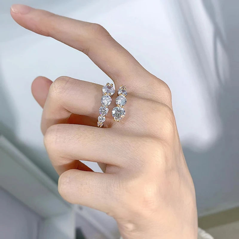 Anziw 925 Silver Moissanite Rings Woman Bands 10 Stones 3.26cttw Sparkling Diamond Twist Shank Wedding Ring Engagement Jewelry