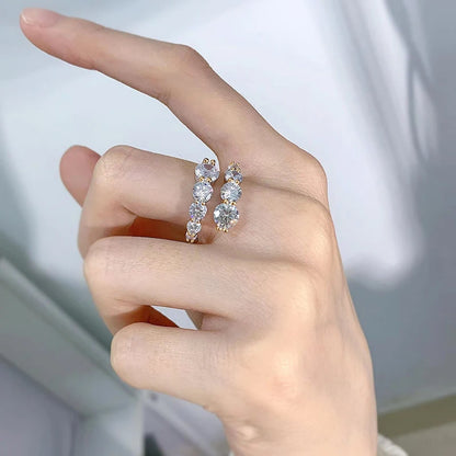 Anziw 925 Silver Moissanite Rings Woman Bands 10 Stones 3.26cttw Sparkling Diamond Twist Shank Wedding Ring Engagement Jewelry