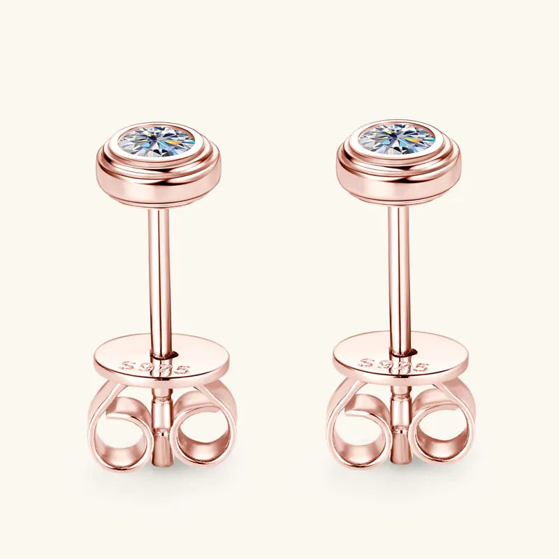 Anziw 3mm D Color Bezel Moissanite Stud Earrings 925 Sterling Silver Earrings Mini Needle for Couple Women Men Valentine's Gift