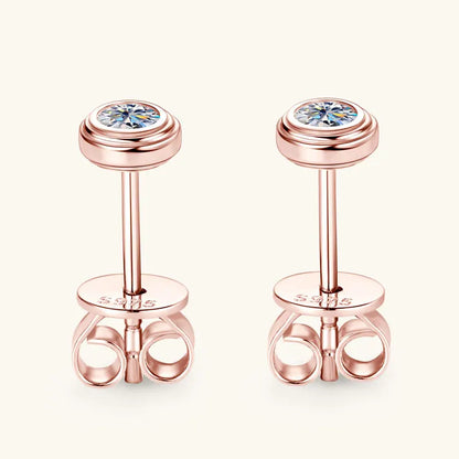Anziw 3mm D Color Bezel Moissanite Stud Earrings 925 Sterling Silver Earrings Mini Needle for Couple Women Men Valentine's Gift