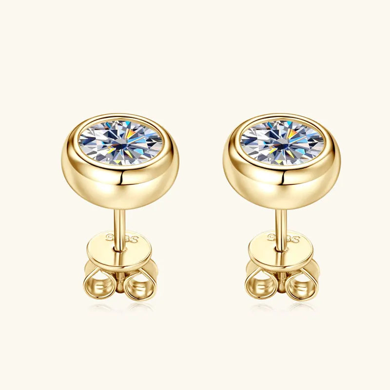 Anziw Bezel 5mm 6.5mm 1CT D Color Moissanite Earrings 925 Sterling Silver Plated K Gold Earrings for Men Women Gift Valentine's